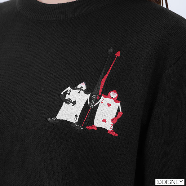 トランプ兵デザインニット プルオーバー(ブラック)