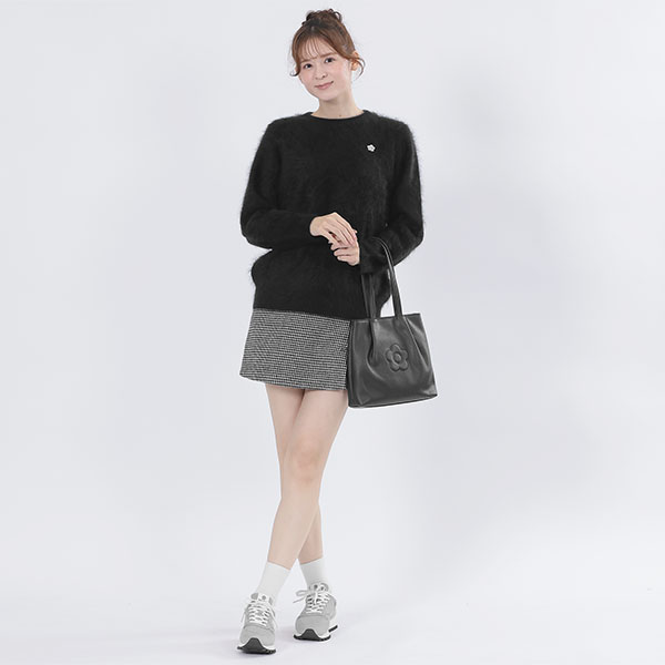 イタリアンレザーデイジー トート（ブラック）