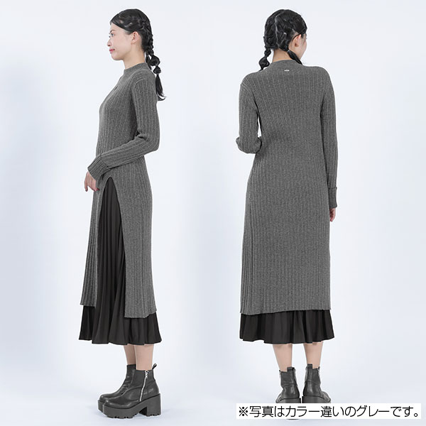 ワンポイントロングスリット ワンピース（グリーン）