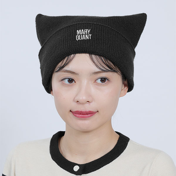 ネコミミ2WAYニット キャップ（ブラック）