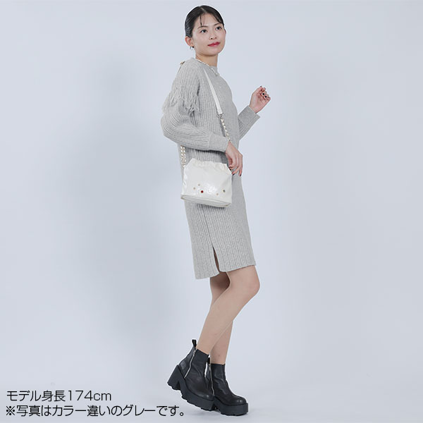 フリンジニット ワンピース（ブラック）