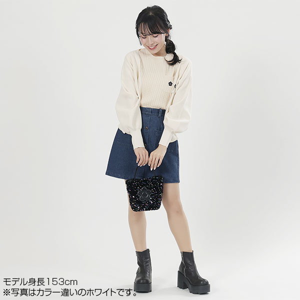 デイジーワンポイント半袖 プルオーバー（ブラック）