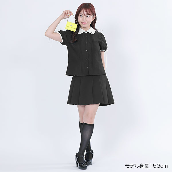 ピンタックリボン ブラウス（ブラック）