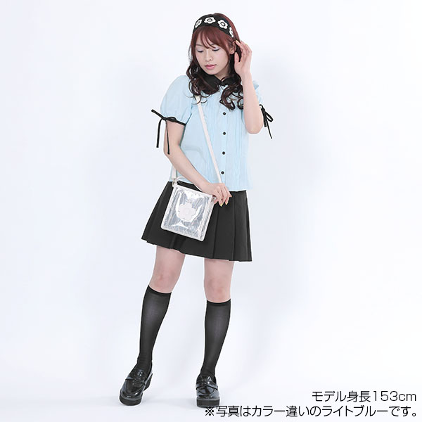 ピンタックリボン ブラウス（ホワイト）