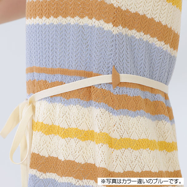マルチボーダークロッシェポロ ワンピース（オレンジ）
