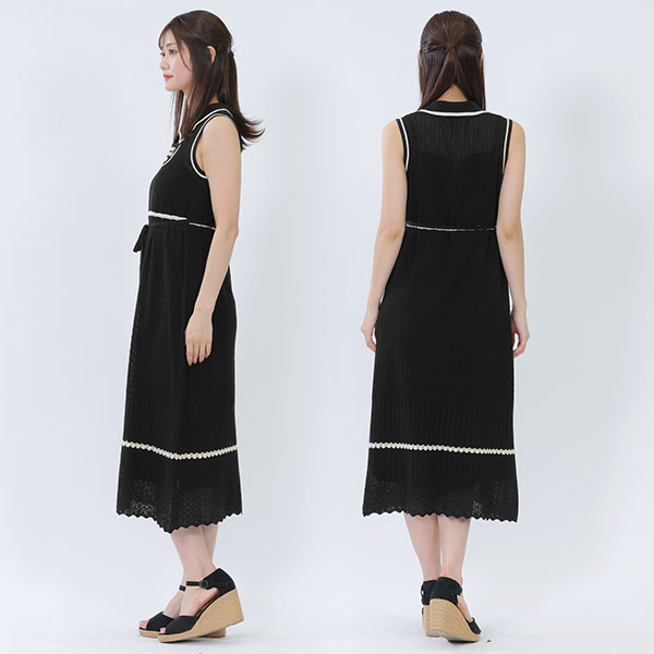 レトロロゴクロッシェポロ ワンピース（ブラック）