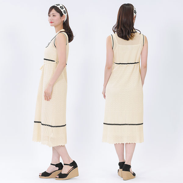 レトロロゴクロッシェポロ ワンピース（アイボリー）