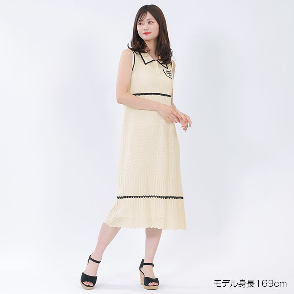 レトロロゴクロッシェポロ ワンピース（アイボリー）