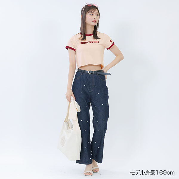 レトロロゴアップリケミニ Tシャツ（ピンク）