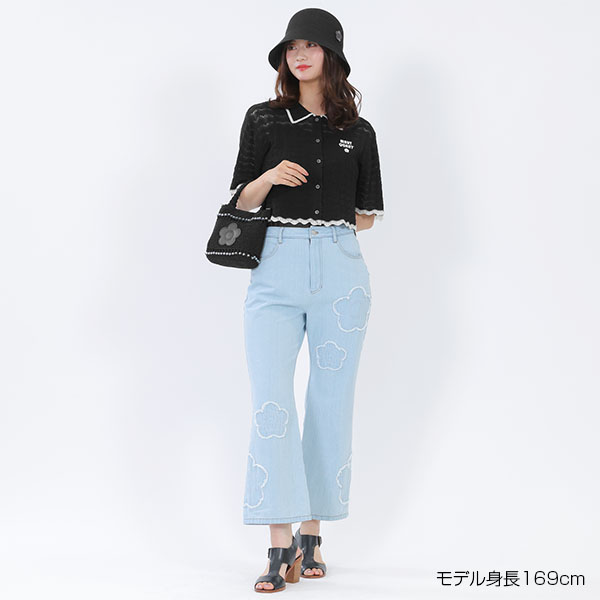 レトロロゴクロッシェポロ カーディガン（ブラック）