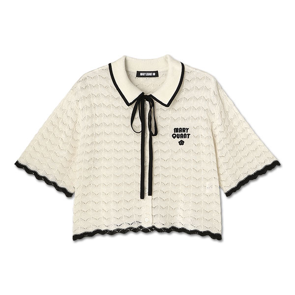 レトロロゴクロッシェポロ カーディガン（アイボリー）