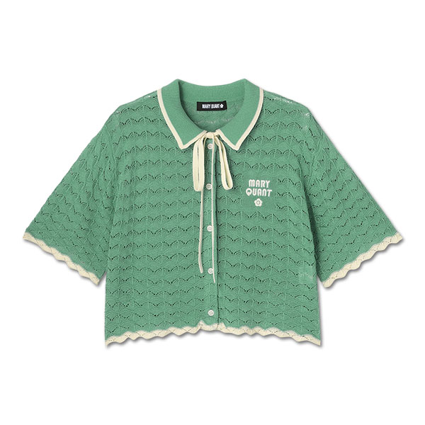 レトロロゴクロッシェポロ カーディガン（グリーン）