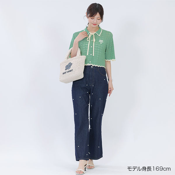 レトロロゴクロッシェポロ カーディガン（グリーン）
