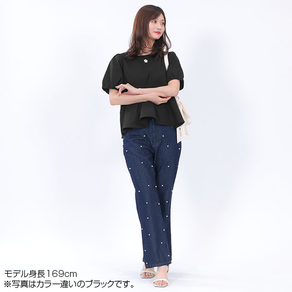 ダブルリボンペプラム ブラウス（ホワイト）