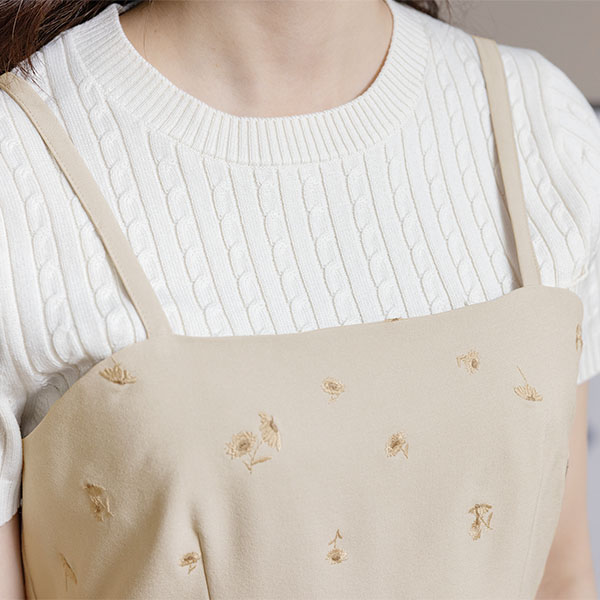 総柄リアルデイジー刺繍 ビスチェ（ベージュ）