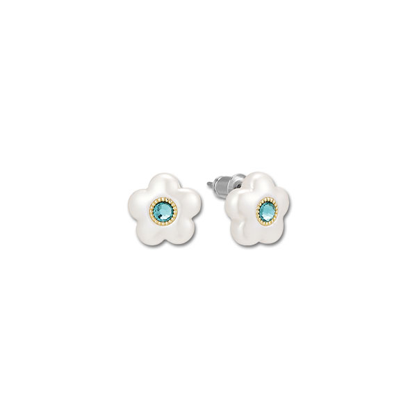 デイジーシェイプドパール ピアス（ブルー）