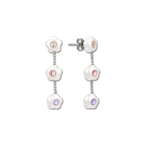3デイジーシェイプドパール ピアス（ピンク）