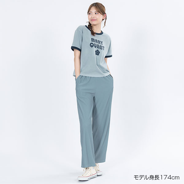 リブワイド パンツ（ブルー）