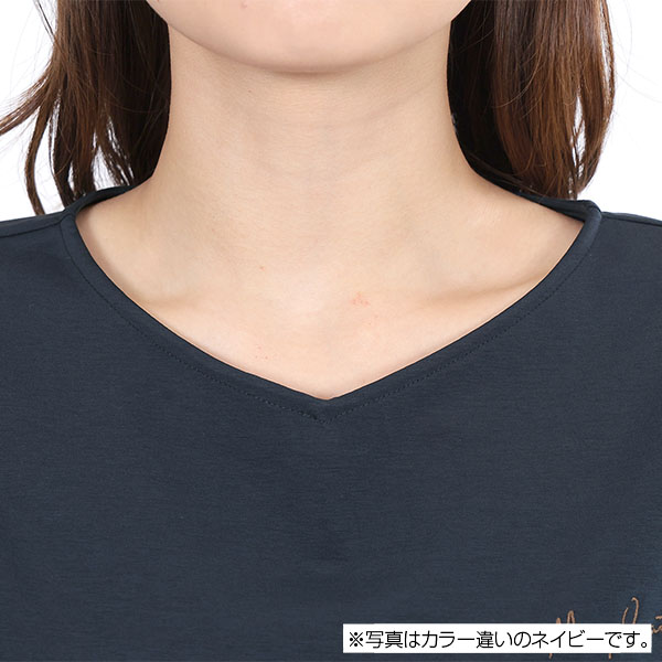 袖フレアサインロゴ ワンピース（ブラック）