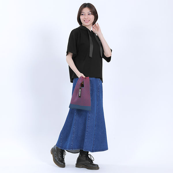 メッシュニット ミニトート（ネイビー）