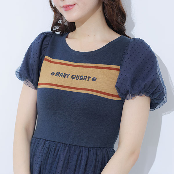 レトロロゴライン ワンピース（ネイビー）