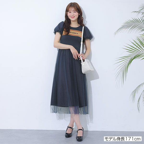 レトロロゴライン ワンピース（ネイビー）