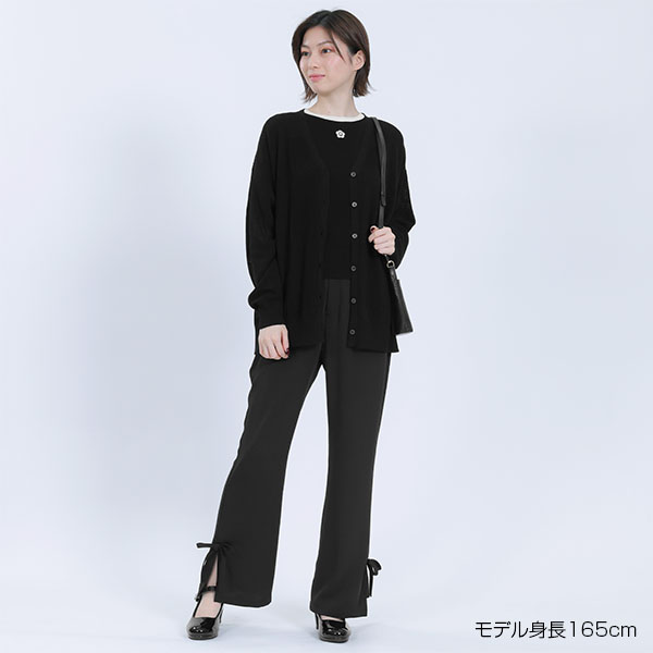 スリットリボン パンツ（ブラック）