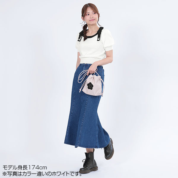 リボンバイカラー プルオーバー（ターコイズブルー）