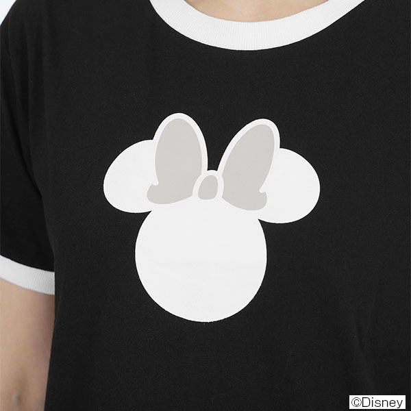 ミニーマウスアイコンデザイン Tシャツ（ブラック）