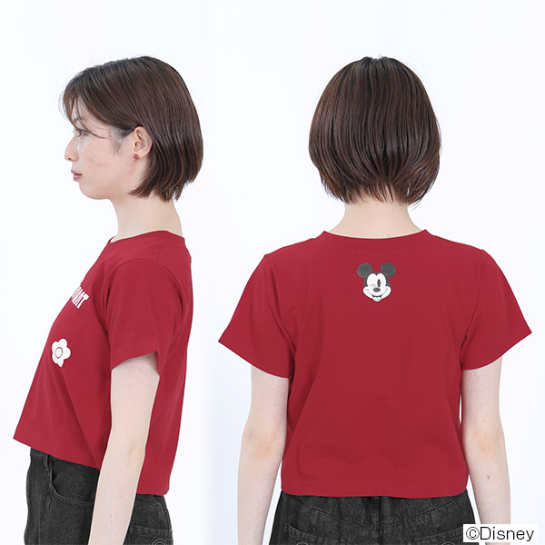 ミッキーマウスデザインレトロロゴ Tシャツ（レッド）