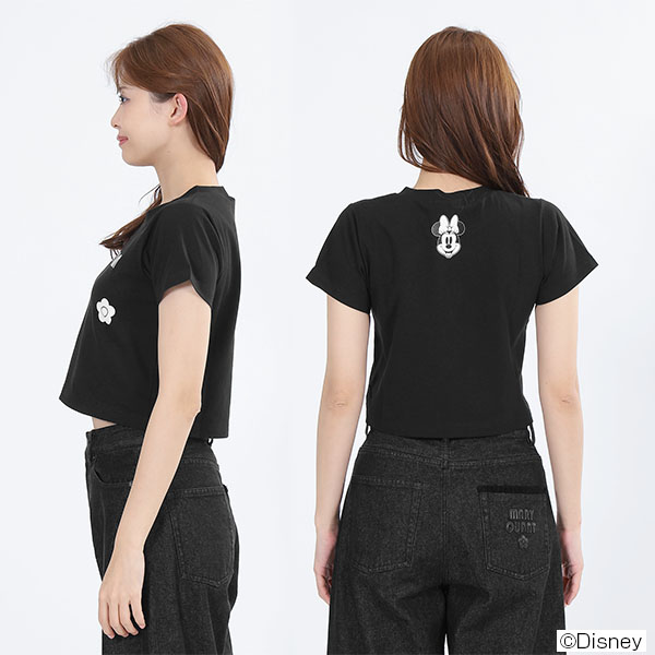 ミニーマウスデザインレトロロゴ Tシャツ（ブラック）