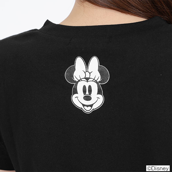 ミニーマウスデザインレトロロゴ Tシャツ（ブラック）