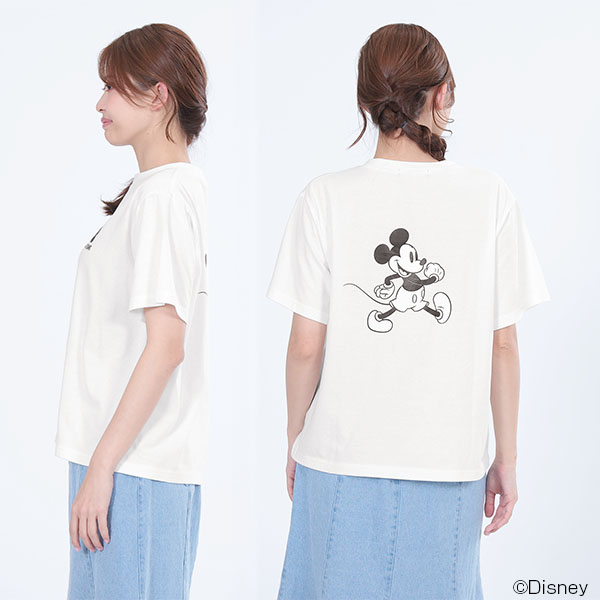 ミッキーマウスバックプリントデザイン Tシャツ（ホワイト）