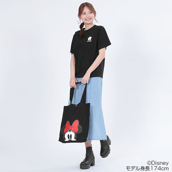 ミニーマウスバックプリントデザイン Tシャツ（ブラック）