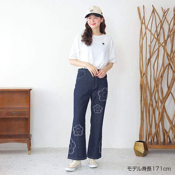 デイジーパッチデニム パンツ（ネイビー）