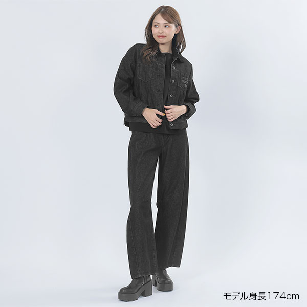 レトロロゴデニム ブルゾン（ブラック）