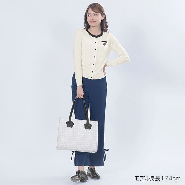 レトロロゴバイカラー カーディガン（ホワイト）