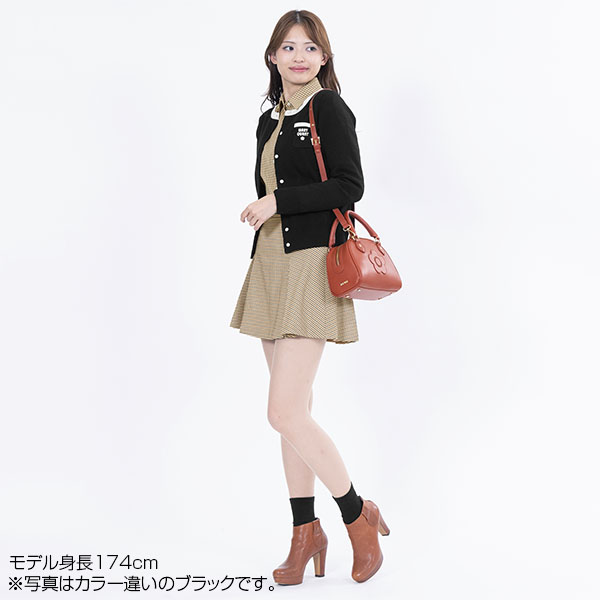 レトロロゴバイカラー カーディガン（ホワイト）