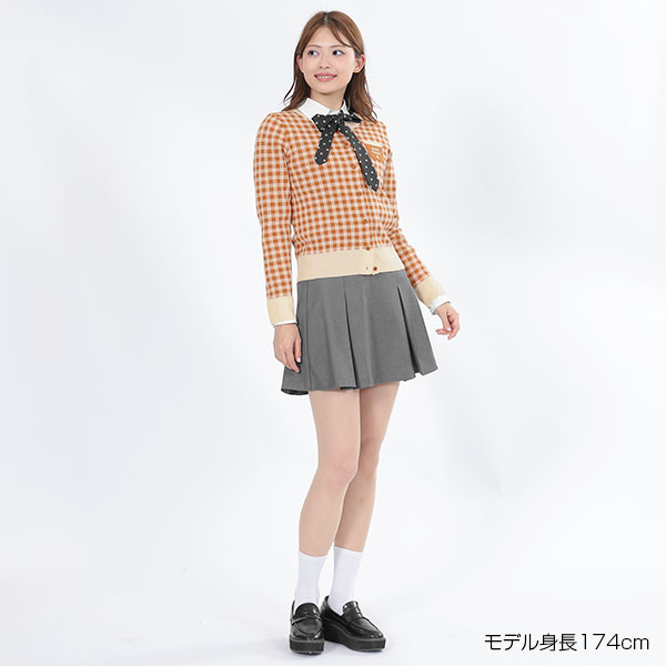 レトロロゴバイカラー カーディガン（テラコッタ）