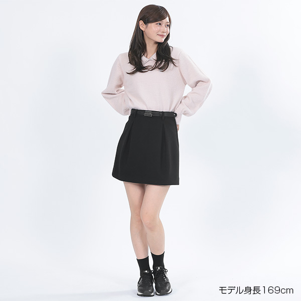 レトロロゴバックル ミニスカート（ブラック）