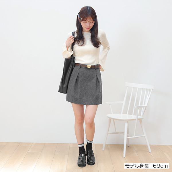レトロロゴバックル ミニスカート（グレー）