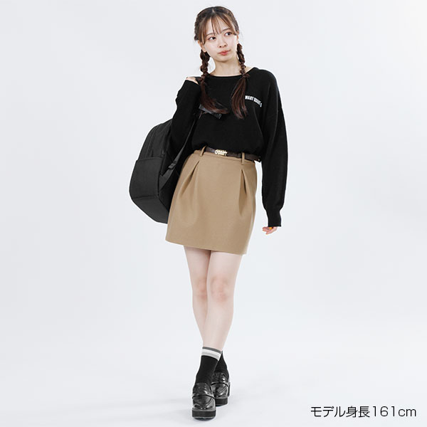 レトロロゴバックル ミニスカート（キャメル）