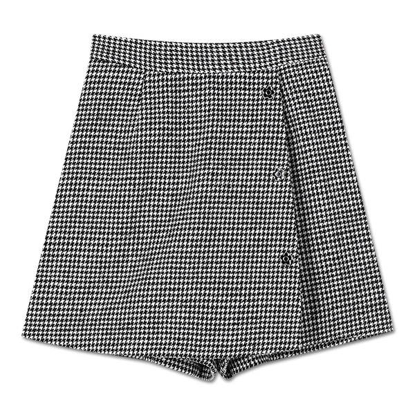 デイジーボタンスカート パンツ（ブラック×ホワイト）