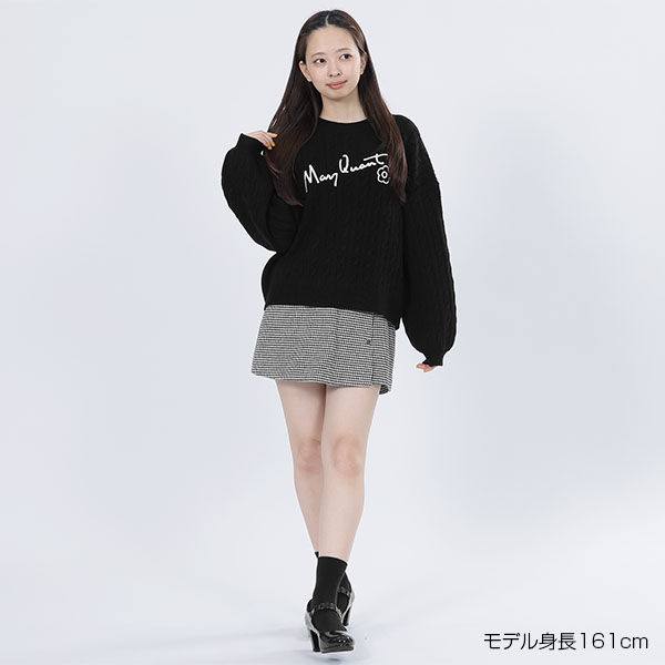 デイジーボタンスカート パンツ(ブラック×ホワイト)