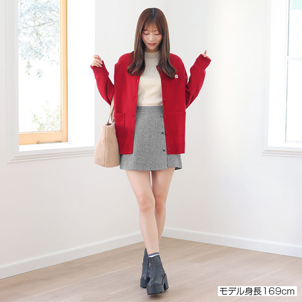 デイジーボタンスカート パンツ(ブラック×ホワイト)