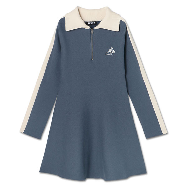 KANGOL×MQ ニット ワンピース（ブルー）