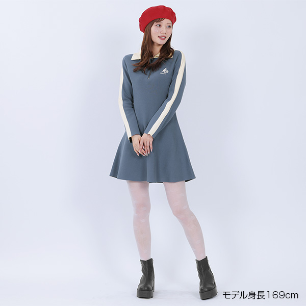 KANGOL×MQ ニット ワンピース（ブルー）
