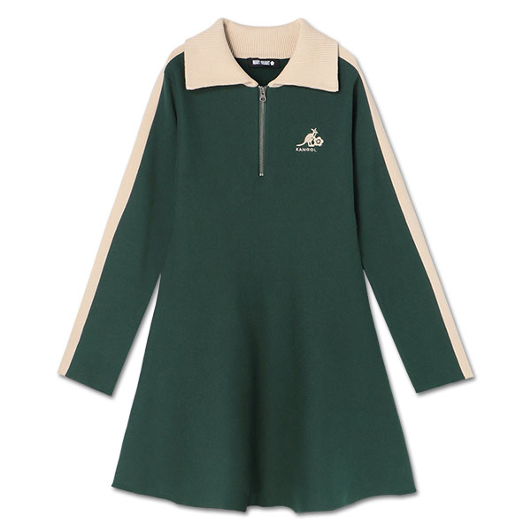 KANGOL×MQ ニット ワンピース（グリーン）