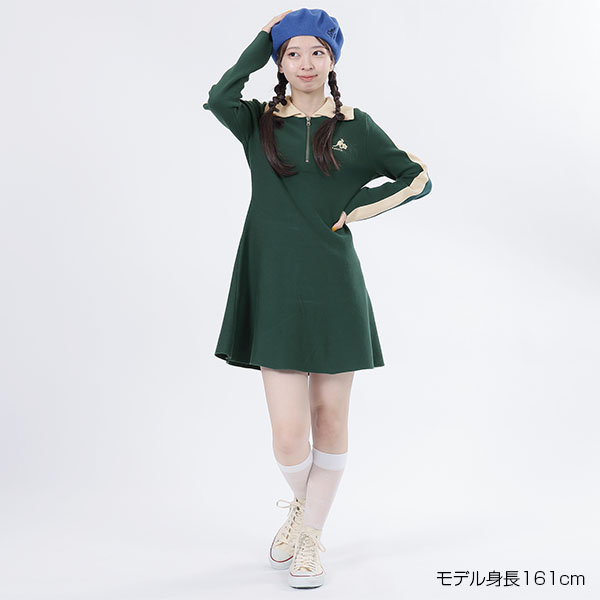 KANGOL×MQ ニット ワンピース（グリーン）
