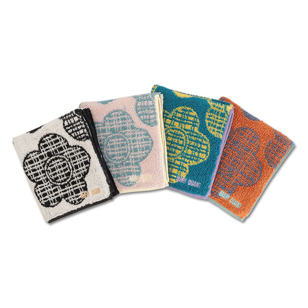 レトロチェック ミニタオル(ホワイト)